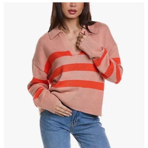 Velvet‎ by Graham & Spencer Women's Lucie Sweater Striped Size XS pink/flame - Picture 1 of 10